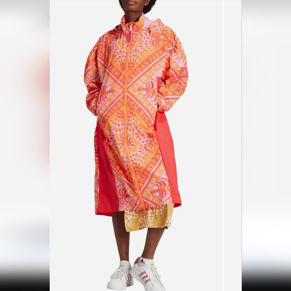 The Adidas x FARM RiO MYSHELTER Jacket in Semi Pink Glow / Tomato XS NWT